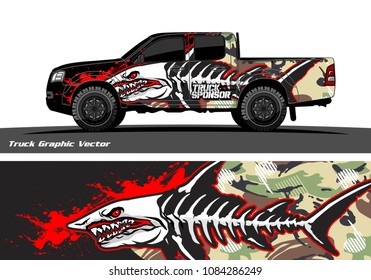 Angry shark face decal design for truck and vehicle vinyl wrapping