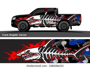 Angry shark face decal design for truck and vehicle vinyl wrapping