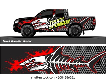 Angry shark face decal design for truck and vehicle vinyl wrapping
