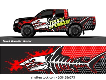 Angry shark face decal design for truck and vehicle vinyl wrapping