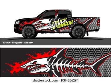 Angry shark face decal design for truck and vehicle vinyl wrapping