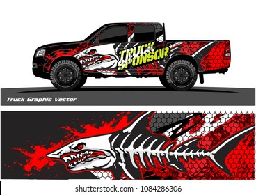 Angry shark face decal design for truck and vehicle vinyl wrapping