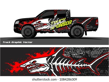 Angry shark face decal design for truck and vehicle vinyl wrapping