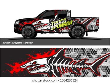 Angry shark face decal design for truck and vehicle vinyl wrapping