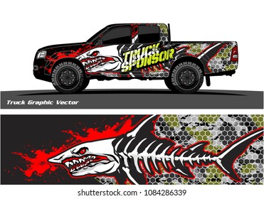 Angry shark face decal design for truck and vehicle vinyl wrapping