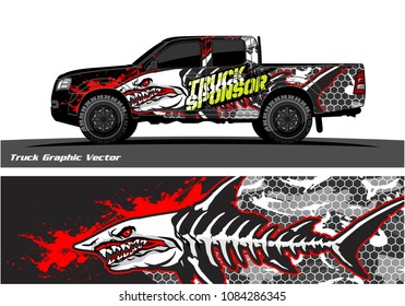 Angry shark face decal design for truck and vehicle vinyl wrapping