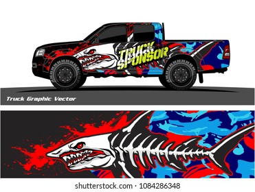 Angry shark face decal design for truck and vehicle vinyl wrapping