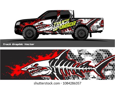 Angry shark face decal design for truck and vehicle vinyl wrapping