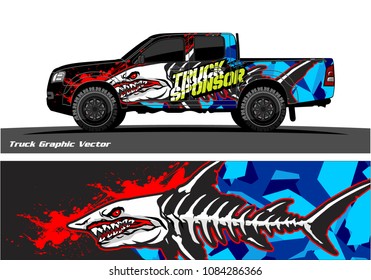 Angry shark face decal design for truck and vehicle vinyl wrapping