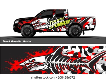Angry shark face decal design for truck and vehicle vinyl wrapping