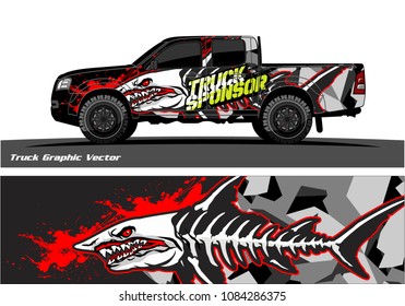 Angry shark face decal design for truck and vehicle vinyl wrapping