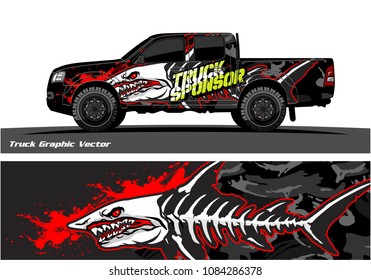 Angry shark face decal design for truck and vehicle vinyl wrapping