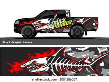 Angry shark face decal design for truck and vehicle vinyl wrapping
