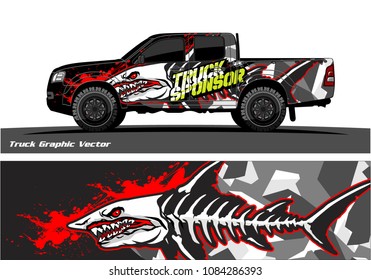 Angry shark face decal design for truck and vehicle vinyl wrapping