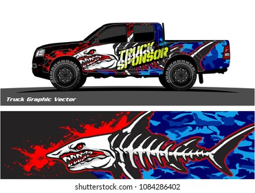 Angry shark face decal design for truck and vehicle vinyl wrapping