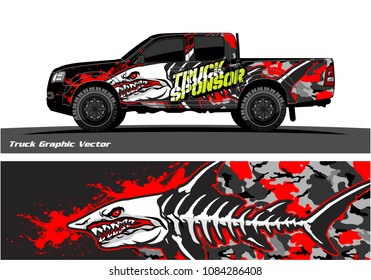 Angry shark face decal design for truck and vehicle vinyl wrapping