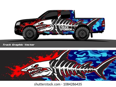 Angry shark face decal design for truck and vehicle vinyl wrapping