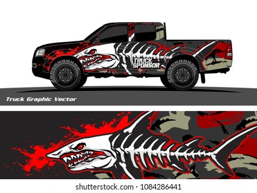 Angry shark face decal design for truck and vehicle vinyl wrapping