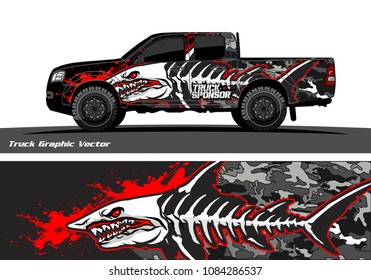Angry shark face decal design for truck and vehicle vinyl wrapping