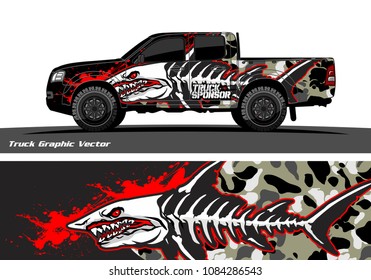 Angry shark face decal design for truck and vehicle vinyl wrapping