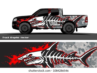 Angry shark face decal design for truck and vehicle vinyl wrapping