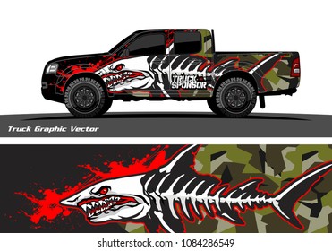 Angry shark face decal design for truck and vehicle vinyl wrapping