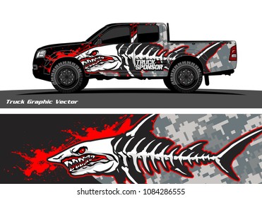 Angry shark face decal design for truck and vehicle vinyl wrapping
