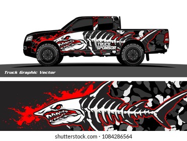 Angry shark face decal design for truck and vehicle vinyl wrapping