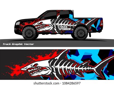Angry shark face decal design for truck and vehicle vinyl wrapping