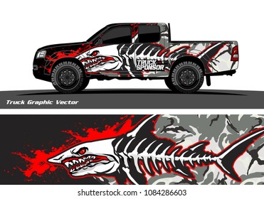 Angry shark face decal design for truck and vehicle vinyl wrapping