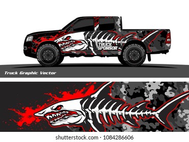 Angry shark face decal design for truck and vehicle vinyl wrapping