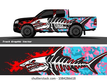 Angry shark face decal design for truck and vehicle vinyl wrapping