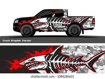 Angry shark face decal design for truck and vehicle vinyl wrapping
