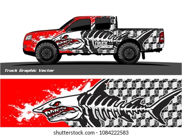 Angry shark face vector decal wrap design for truck and vehicle branding