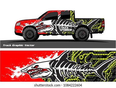 Angry shark face vector decal wrap design for truck and vehicle branding