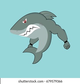 Angry Shark Flat Design