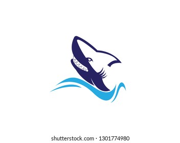 Angry shark head open mouth for logo design