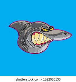 angry shark head vector illustration