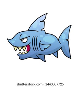 Angry shark with huge mouth vector illustration on white background