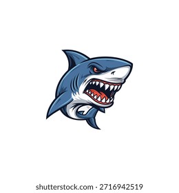 Diseño de Vector plano de icono de tiburón enojado.