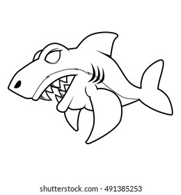 Angry Shark - Line Art