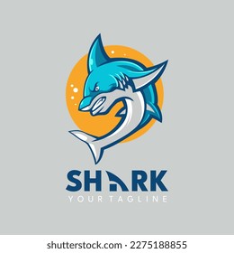 Angry Shark Logo Design Vector for a club or Sport Team