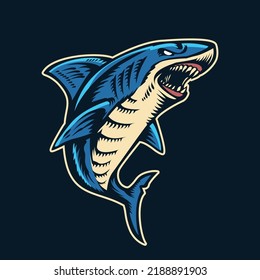 Angry Shark Mascot Cartoon Illustration Stock Vector (Royalty Free ...