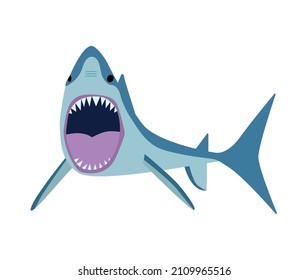 Angry shark with open mouth front view flat vector illustration