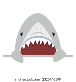 Angry shark with open mouth hold white board 