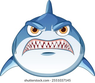 Angry shark with sharp teeth and intense eyes