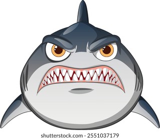 Angry shark with sharp teeth and intense eyes