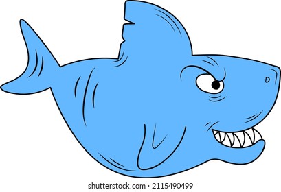 Angry shark with sharp teeth isolated vector