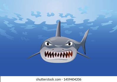 Angry Shark With Sharp Teeth Vector