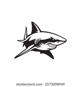 Angry shark Silhouette vector illustration